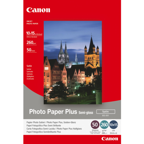 Canon Photo Paper Plus SG-201 - Satinata semi-lucida - 101.6 x 152.4 mm - 260 g/m² - 50 fogli carta fotografica - per PIXMA iP3680, iP4850, MG8250, MP198, MP228, MP245, MP252, MP258, MP476, TS7450; S450